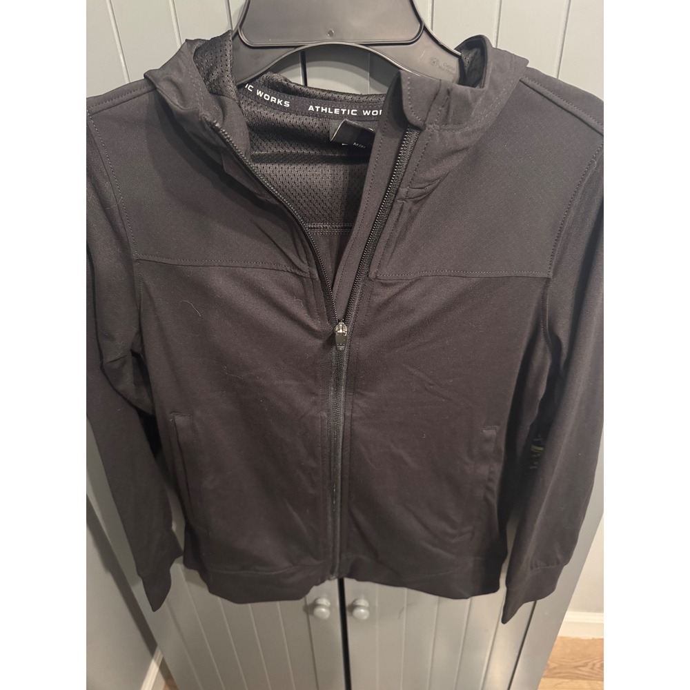 Athletic Works DriWorks Kids Black Full Zip Hooded Jacket Youth XL 14 16